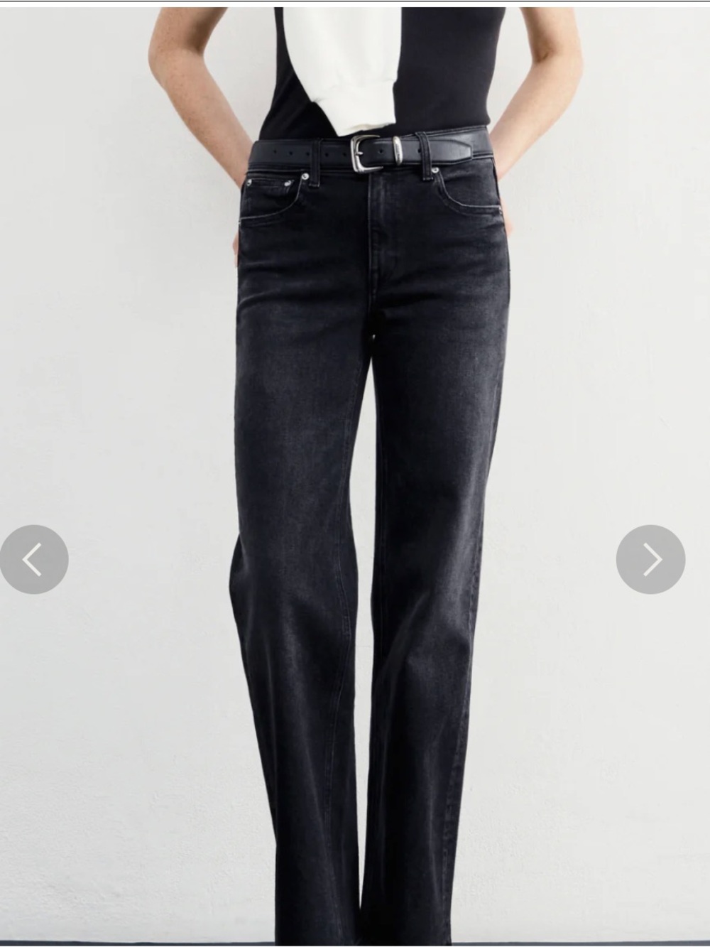 AYR Black High-Rise Straight-Leg Jeans